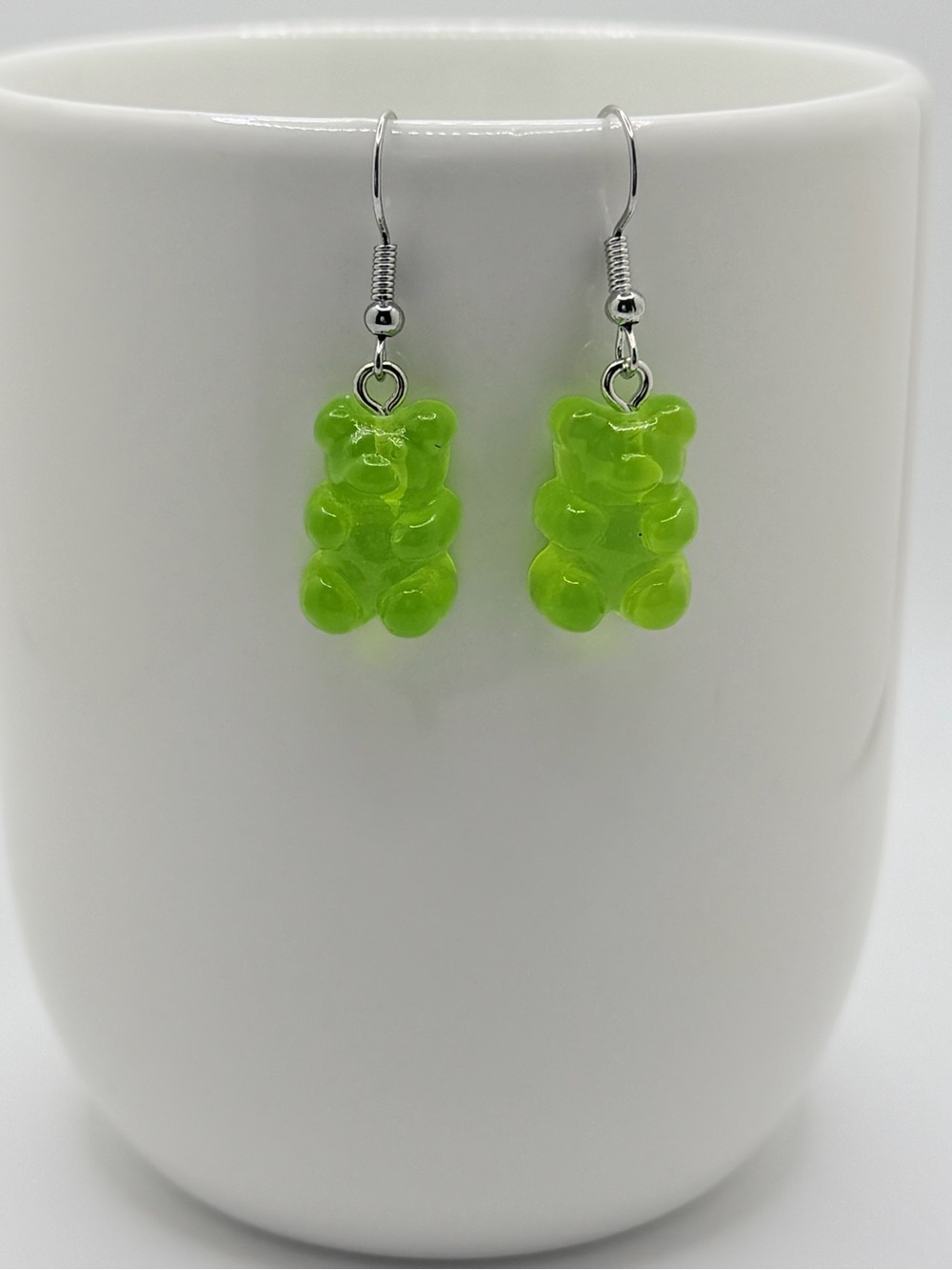 Green Gummy Bear Earrings Handmade Festival Y2K Jewelry